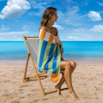 Luxury Bold Stripe Beach Towel - blue