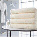 4 Piece Egyptian Cotton Bath Sheet Towel Set - Cream