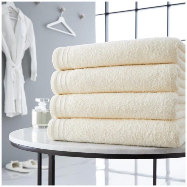4 Piece Egyptian Cotton Bath Sheet Towel Set - Cream