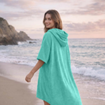 Luxury Soft Touch Beach Cover Poncho - Aqua