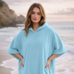 Luxury Soft Touch Beach Cover Poncho - Light Blue