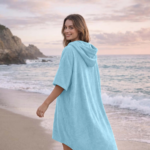 Luxury Soft Touch Beach Cover Poncho - Light Blue