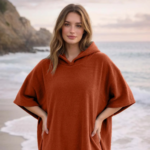 Luxury Soft Touch Beach Cover Poncho - Orange