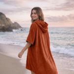 Luxury Soft Touch Beach Cover Poncho - Orange