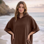 Luxury Soft Touch Beach Cover Poncho - Brown