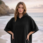 Luxury Soft Touch Beach Cover Poncho - Black