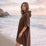 Luxury Soft Touch Beach Cover Poncho - Brown