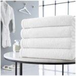 4 Piece Egyptian Cotton Bath Sheet Towel Set - White