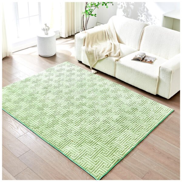Elegant Geometric Greek Key Area Rug - Sage Green