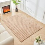 Premium Ribbed Soft Living Room Rug - Natural - Image 3