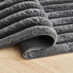Premium Ribbed Soft Living Room Rug - Charcoal - Image 5