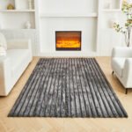Premium Ribbed Soft Living Room Rug - Charcoal - Image 3