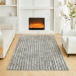 Premium Ribbed Soft Living Room Rug - Grey - Image 2
