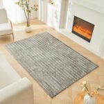 Premium Ribbed Soft Living Room Rug - Grey - Image 3