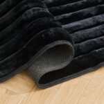 Premium Ribbed Soft Living Room Rug - Black - Image 5