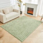 Premium Ribbed Soft Living Room Rug - Sage Green - Image 2