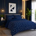 Modern Geometric Duvet Cover Set - Navy