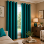 Luxury Smooth Finish Eyelet Curtains - Teal