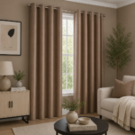 Luxury Smooth Finish Eyelet Curtains - Chocolate