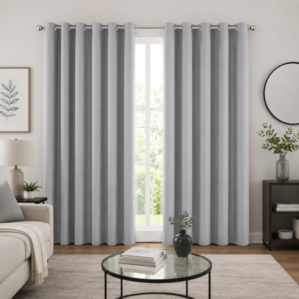 Premium Plain Blackout Curtains - Grey