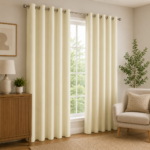 Premium Microfibre Plain Blackout Curtains - Cream