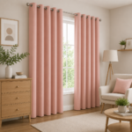 Premium Microfibre Plain Blackout Curtains - Blush Pink