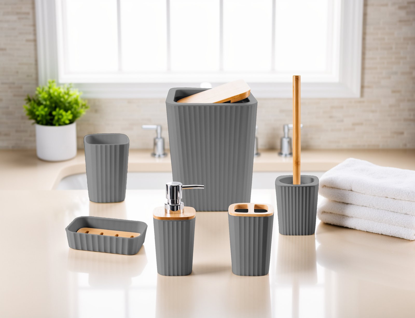 1 Premium Isla 12 Piece Bathroom Set – Charcoal