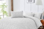 Luxury Designer Embossed Duvet Cover Set - White