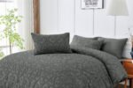 Luxury Designer Embossed Duvet Cover Set - Charcoal