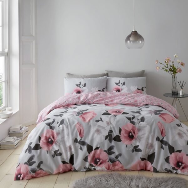 Luxury Floral Bloom Duvet Cover Set - Blush Pink