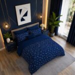 Modern Geometric Duvet Cover Set - Navy