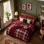 Luxury Check Pattern Duvet Set - Red