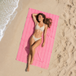 1 Pack Premium Pin Stripe Sand Free Towel - Pink