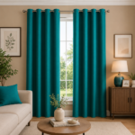 Luxury Smooth Finish Eyelet Curtains - Teal