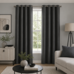 Luxury Smooth Finish Eyelet Curtains - Charcoal