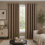 Luxury Smooth Finish Eyelet Curtains - Chocolate