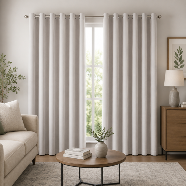 Premium Plain Blackout Curtains - Natural