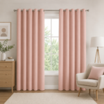 Premium Microfibre Plain Blackout Curtains - Blush Pink