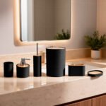 Premium Sloane 15 Piece Bathroom Set - Black