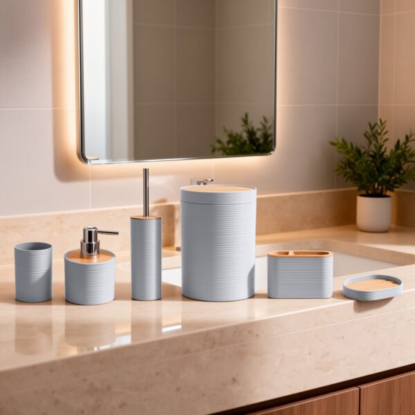 Premium Sloane 15 Piece Bathroom Set - Silver