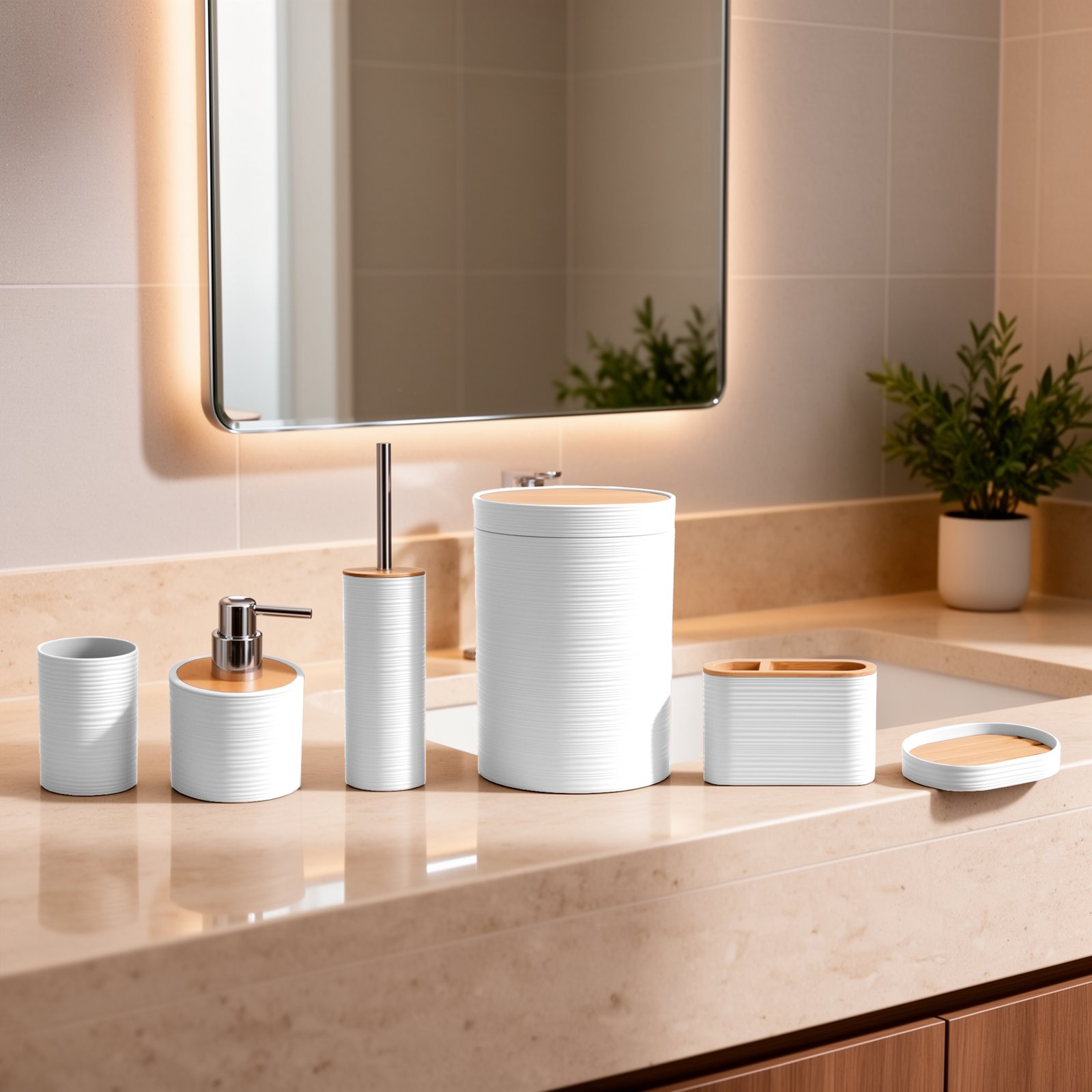 2 Premium Sloane 15 Piece Bathroom Set - White