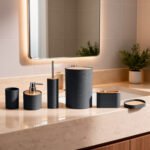 Premium Sloane 15 Piece Bathroom Set - Charcoal