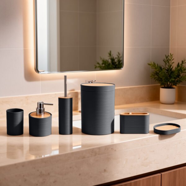 Premium Sloane 15 Piece Bathroom Set - Charcoal