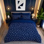 Modern Geometric Duvet Cover Set - Navy