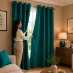 Luxury Smooth Finish Eyelet Curtains - Teal