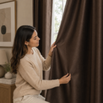 Luxury Smooth Finish Eyelet Curtains - Brown