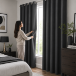 Premium Plain Blackout Curtains - Charcoal