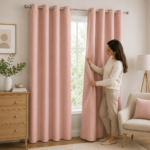 Premium Microfibre Plain Blackout Curtains - Blush Pink