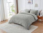 Luxury Designer Embossed Duvet Cover Set - Grey