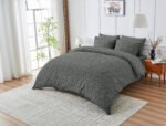 Luxury Designer Embossed Duvet Cover Set - Charcoal